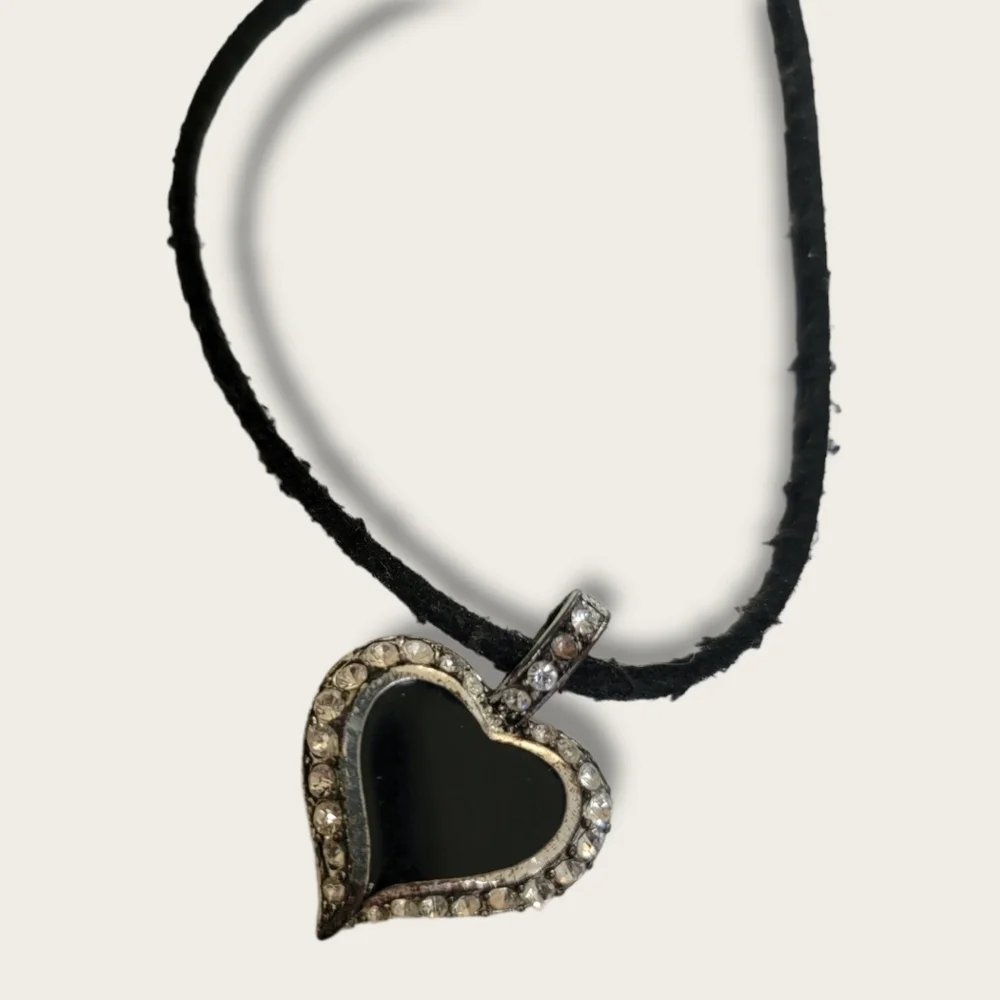 Black and CZ Heart Necklace